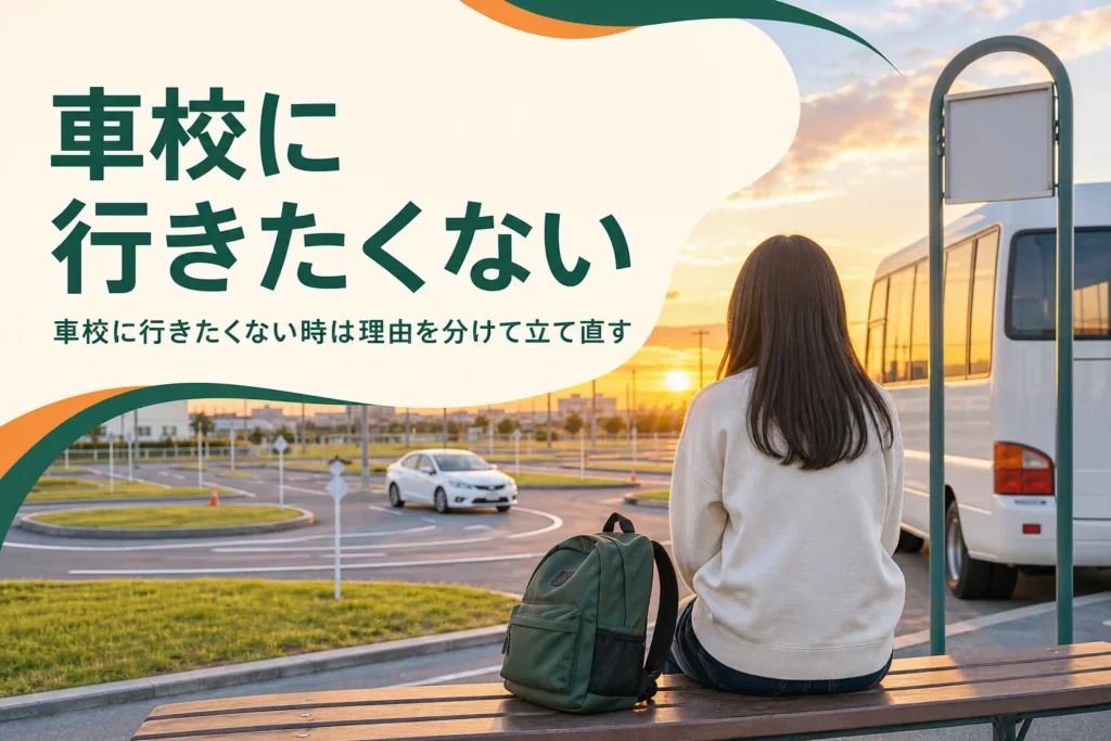 車校に行きたくない・めんどくさい時の通い方の工夫を紹介する記事のアイキャッチ。夕方の送迎バスの停留所