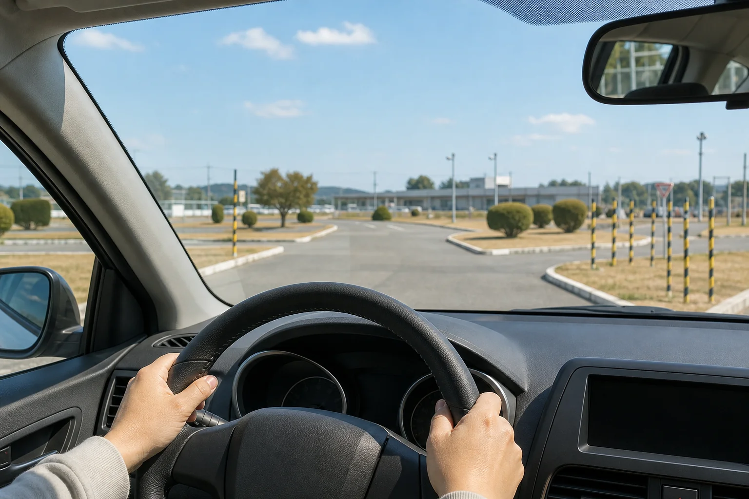 間が空いたあと1ヶ月ぶりに教習車に乗る前の運転席の写真
